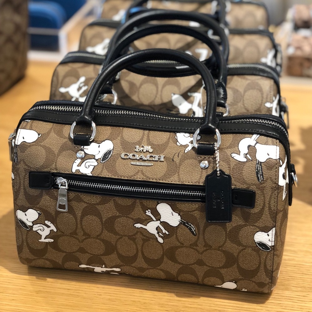 NWT!Coach Rowan Satchel In Signature With Snoopy